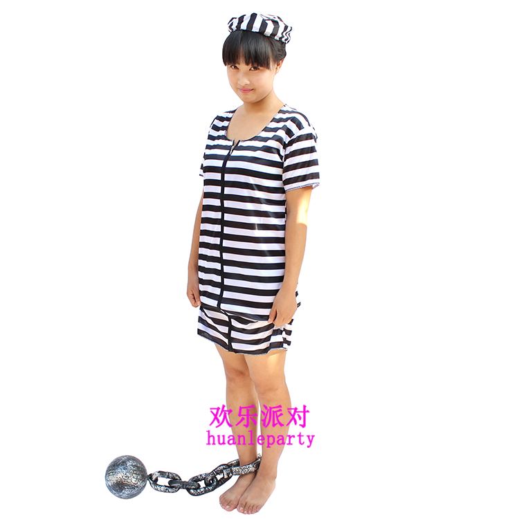 女囚犯服,里面包括了衣服,帽子,可以和脚镣手镣搭配使用(脚镣手镣单买