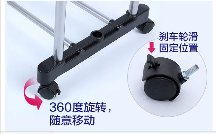 不锈钢双杆晾衣架 室内阳台升降晾晒架 折叠落地伸缩衣架 双杆简约版 不带轮子 无额外鞋架 落地式