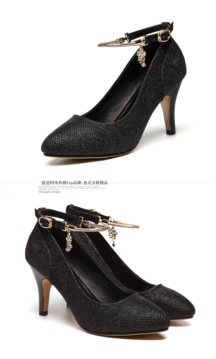 盾狐浅口单鞋女高跟水钻ol优雅时尚女鞋防水台粗跟鞋2016春夏季新款