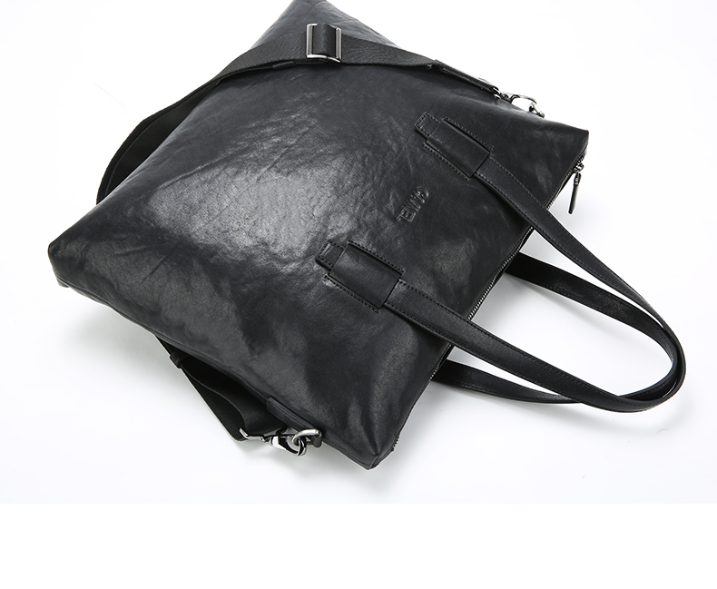 骆驼(camel)2016新款男士手提包休闲时尚男包横款牛皮软包个性单肩包