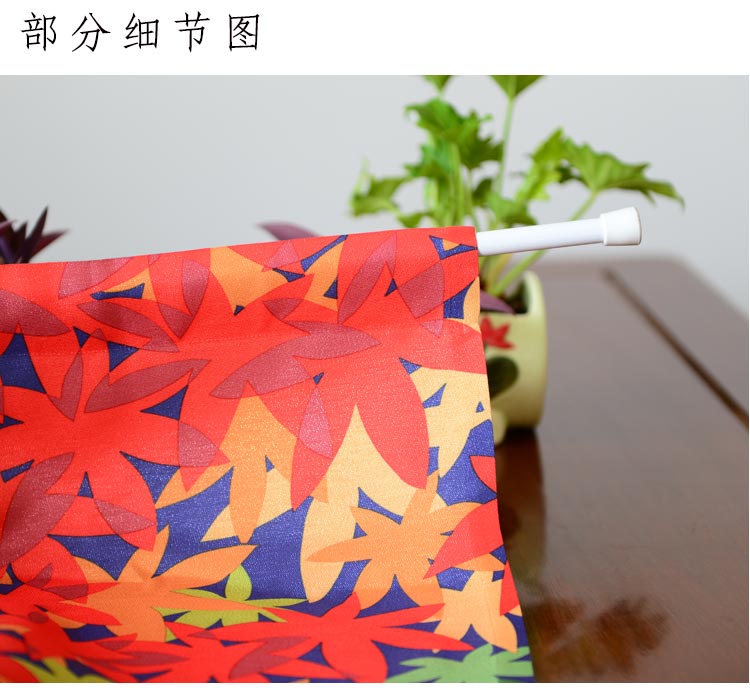 风雅荷塘 香山红叶85*150CM 金丝银丝印花风水布艺门帘 隔断帘 送杆 蓝色