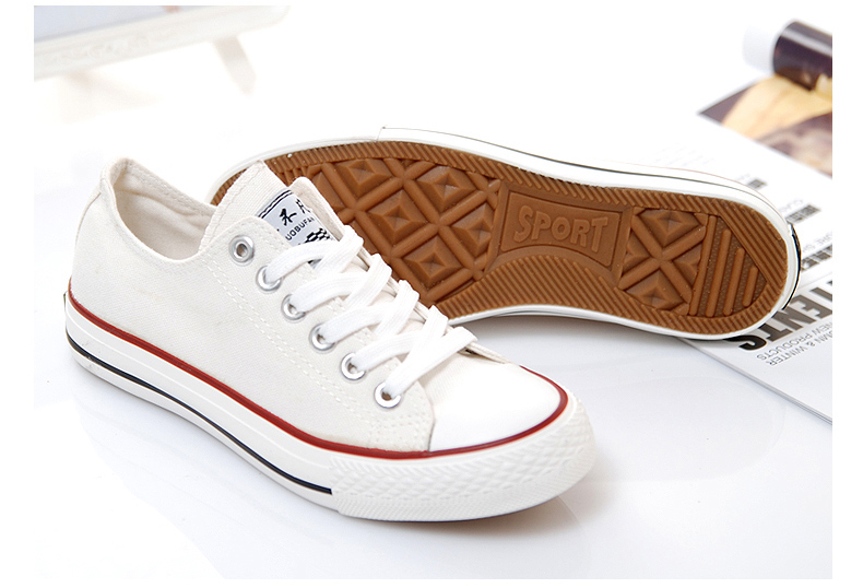 卓不凡春秋新款女士低帮系带帆布鞋 平跟简约休闲鞋韩版情侣学生单鞋