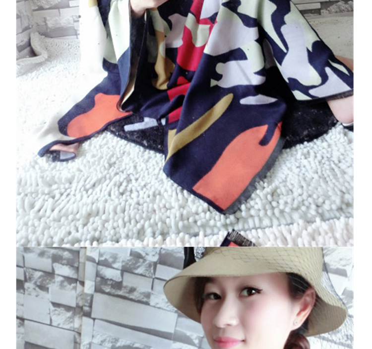 沐葉 2015秋冬新款碎片豹纹撞色花纹时尚女士多功能披巾风衣 244 图片色 均码