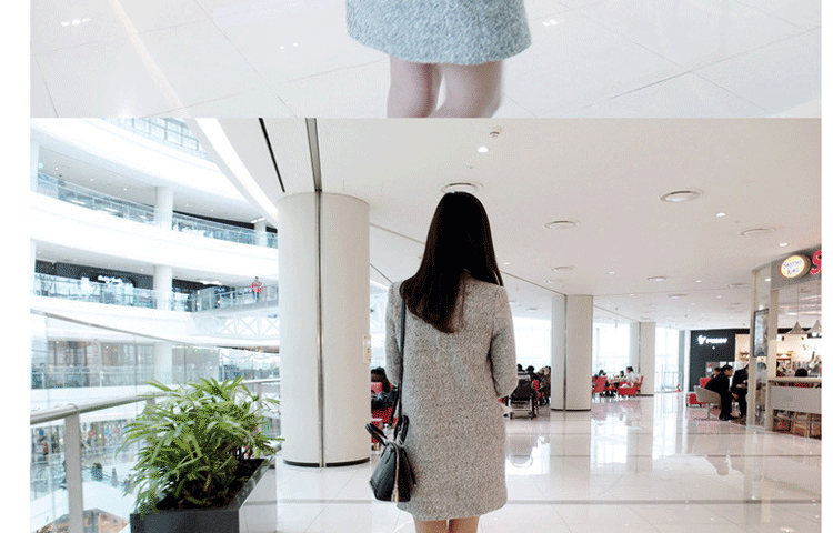 欣衣格毛呢外套女2015冬装新款韩版修身中长款毛呢大衣 女91A 灰色 M