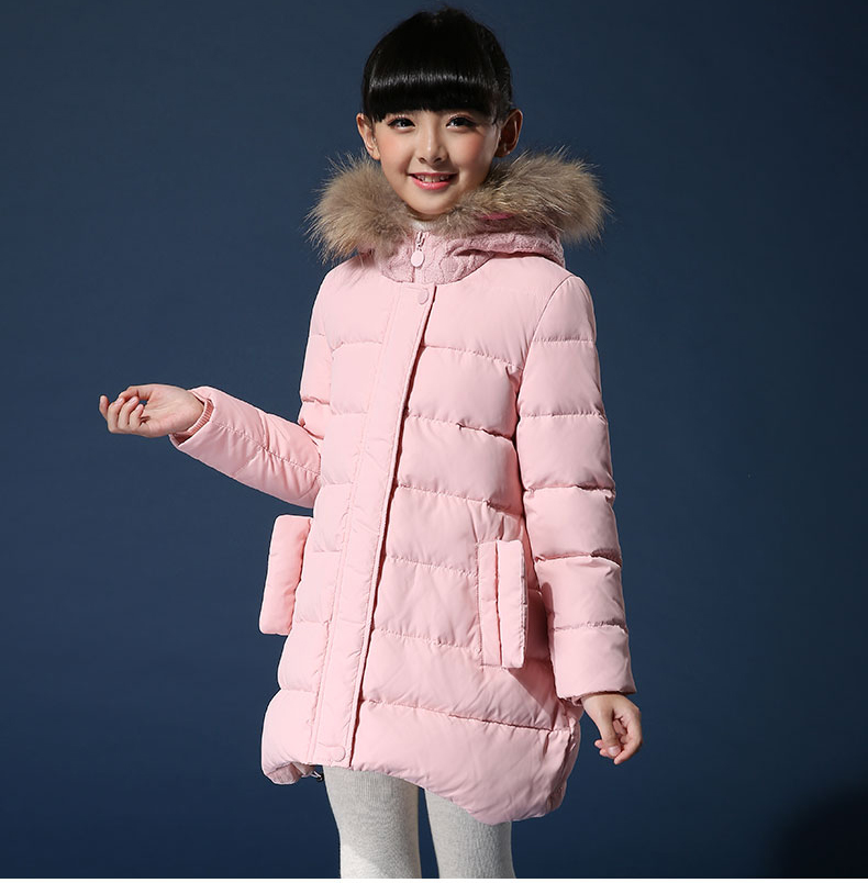 悍风女童羽绒服冬装2015新款大童女装8岁女孩儿童韩版上衣中长款外套
