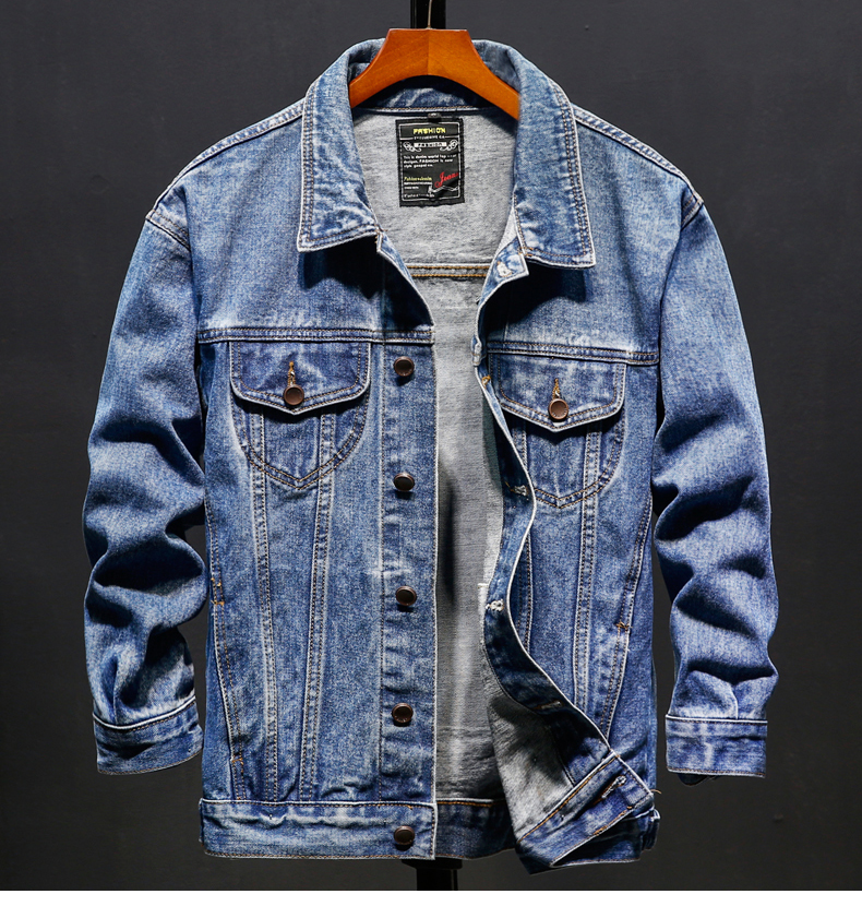 融迈 怀旧牛仔衣男士春秋款棉衣服长袖夹克外套男装牛仔外套男牛仔服m