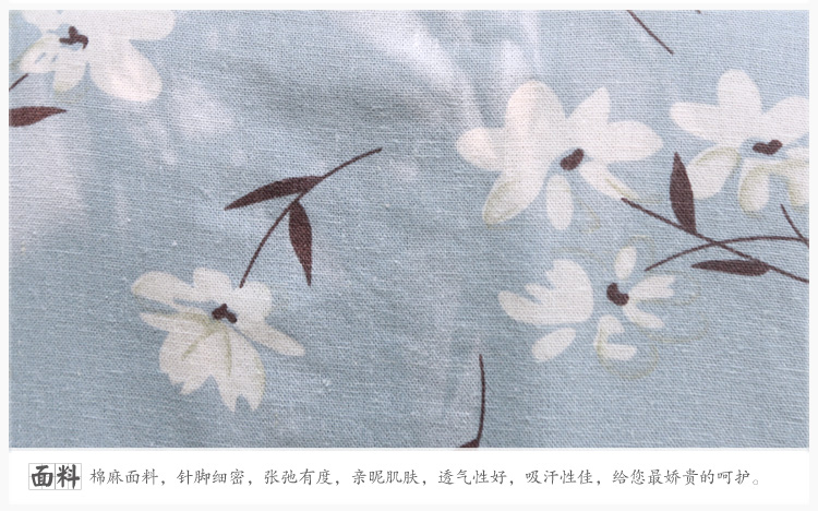 
                                                                                乱在江南民国风立领盘扣棉麻旗袍裙中长款夏季文艺复古印花连衣裙 浅蓝花色 均码                