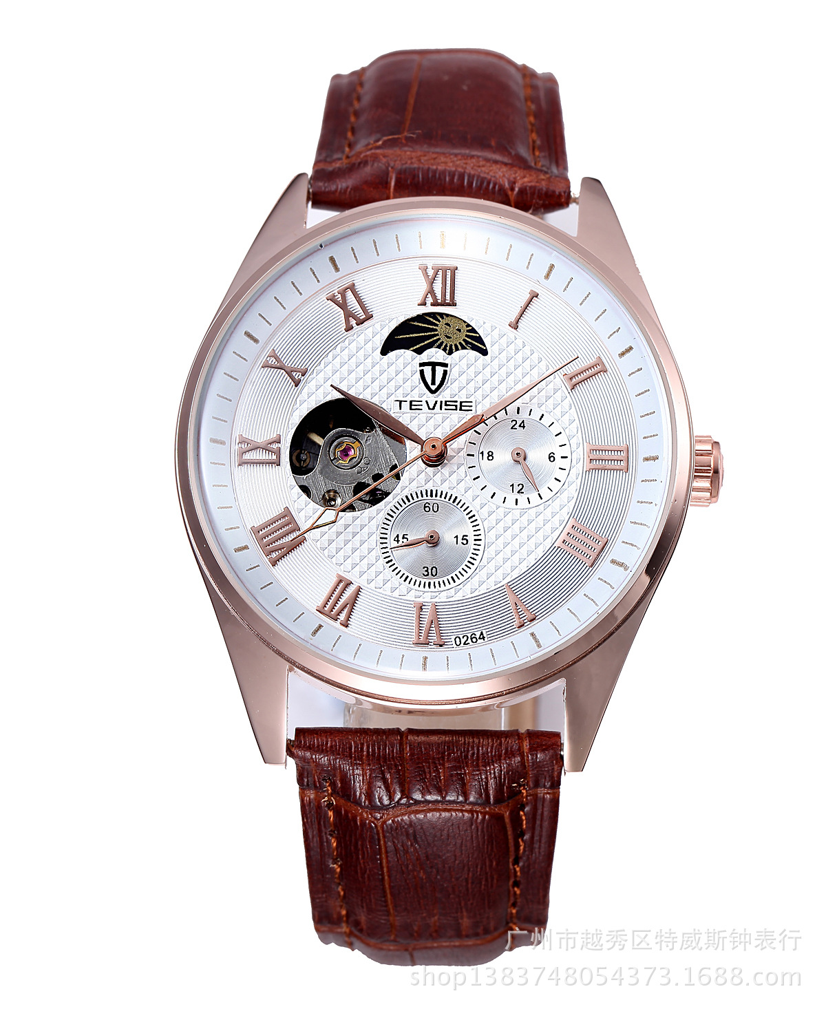 户外装备男表 全自动机械男士表 陀飞轮镂空透底防水男式表 玫瑰金