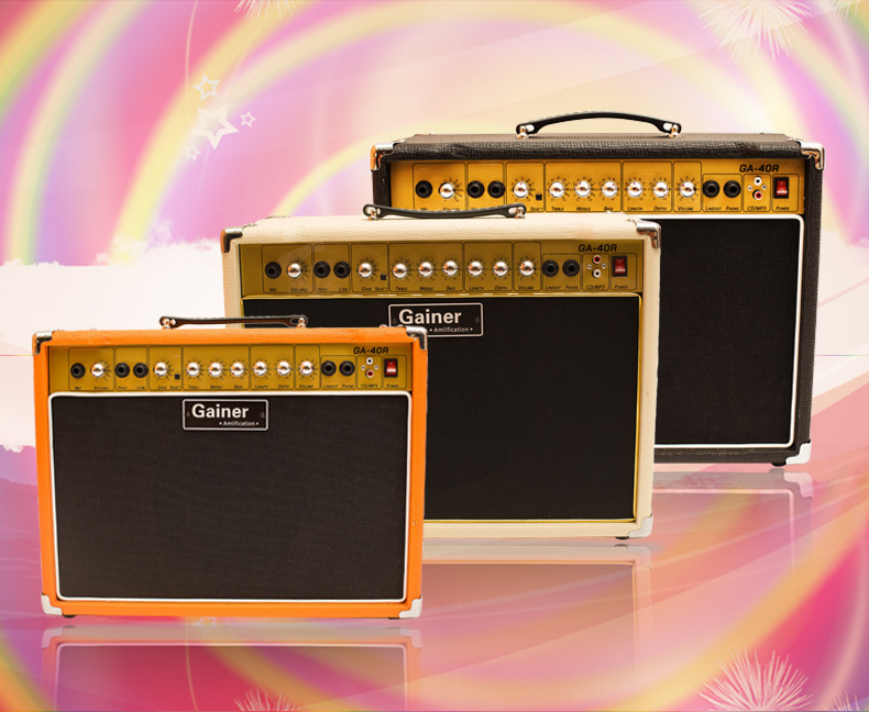gainer 电木吉他音响 多输入吉他音箱 带失真音响40w 多功能可插话筒
