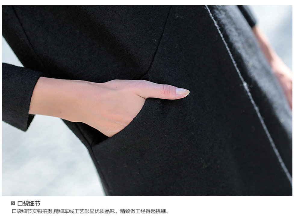 BLANCO LEVRIN2015秋冬装上新韩版修身绣花中长款加厚外套毛呢大衣女315 黄色 M