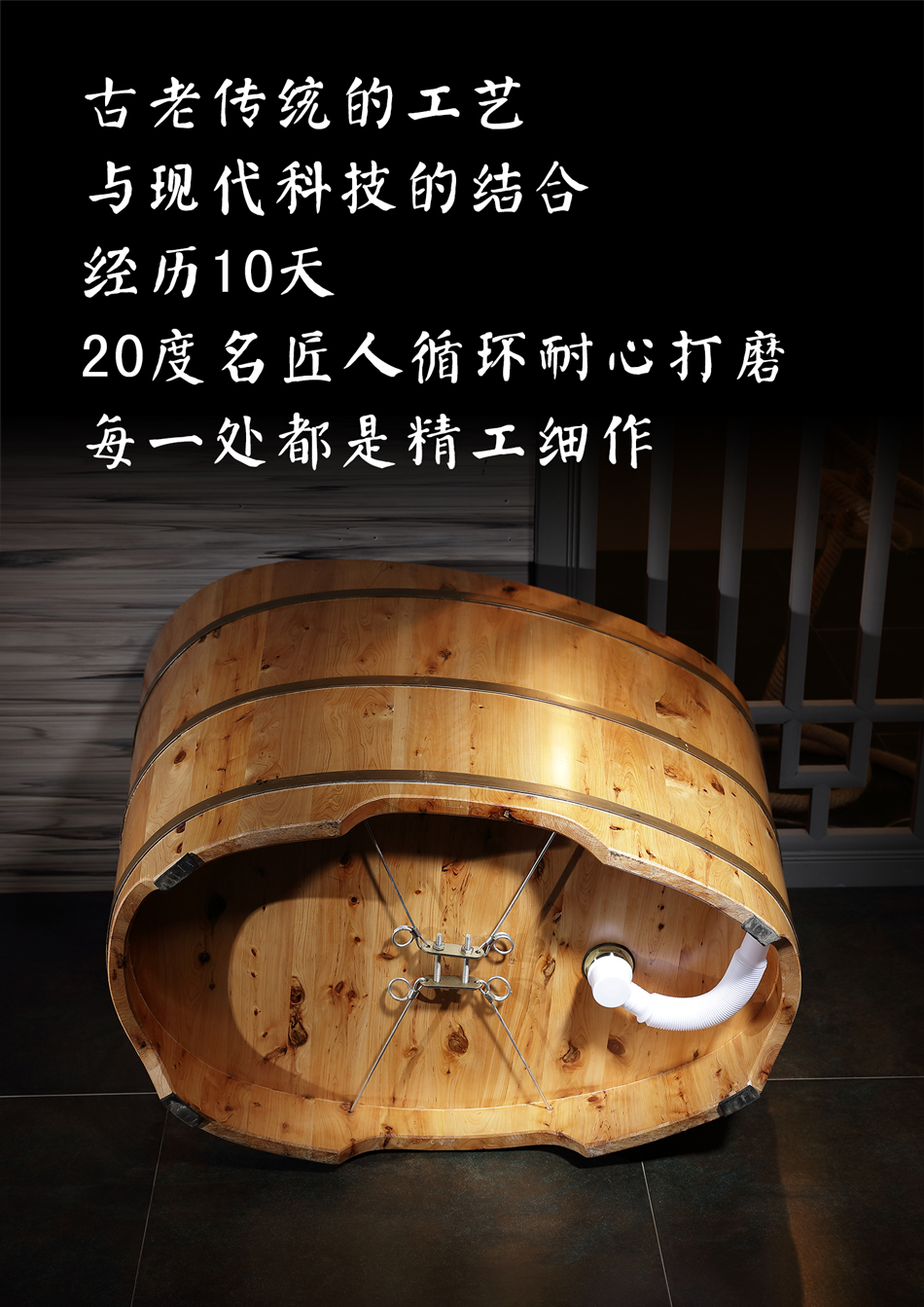 洗澡桶实木浴缸蒸汽木桶带盖熏蒸桶全身汗蒸木桶橡木盖蒸汽机805676cm