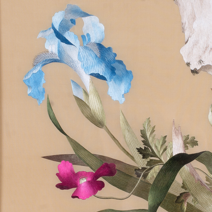 中国刺绣艺术大师蔡梅英工作室苏绣《兰花》平针绣【天工艺品】