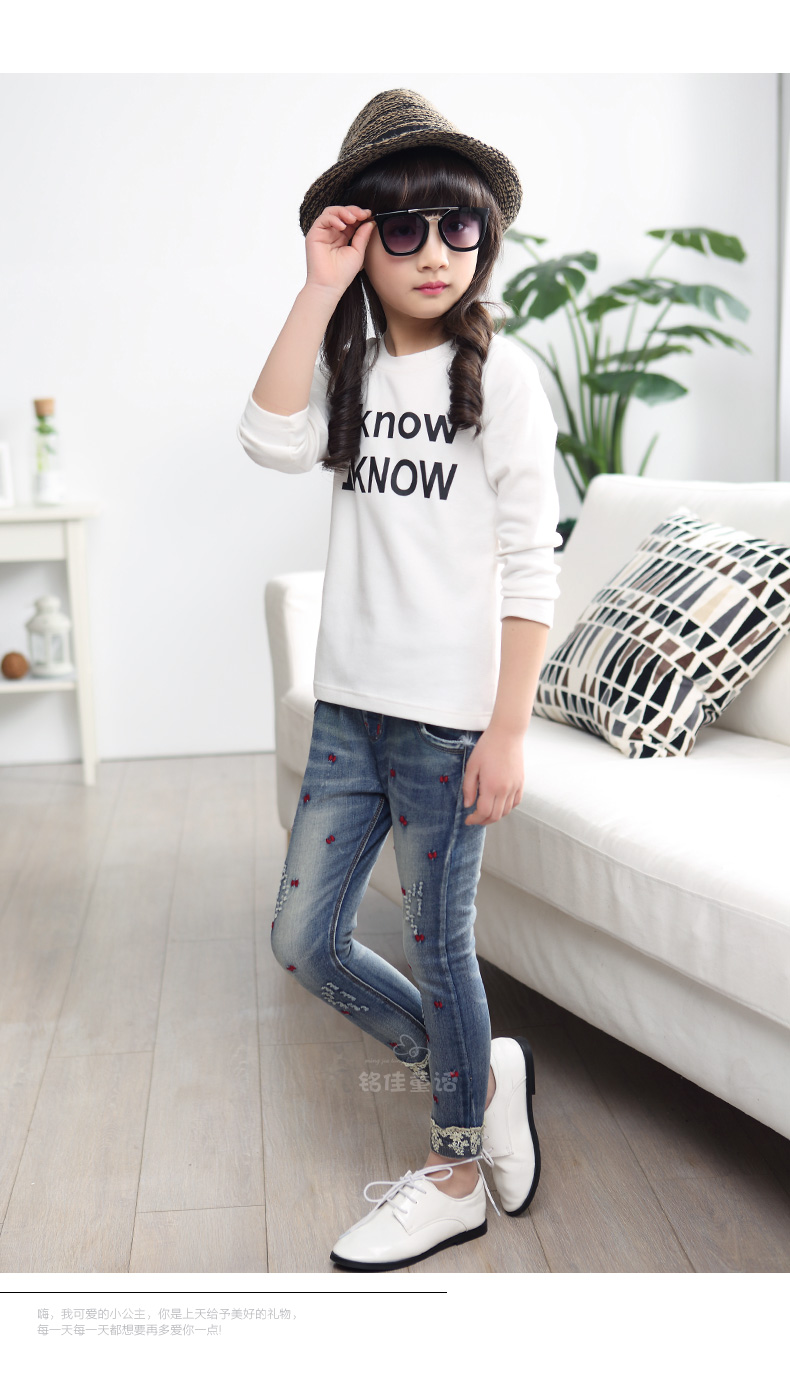 2016中大童春季新款女童裤子儿童装女大童长裤春装单裤春秋牛仔裤