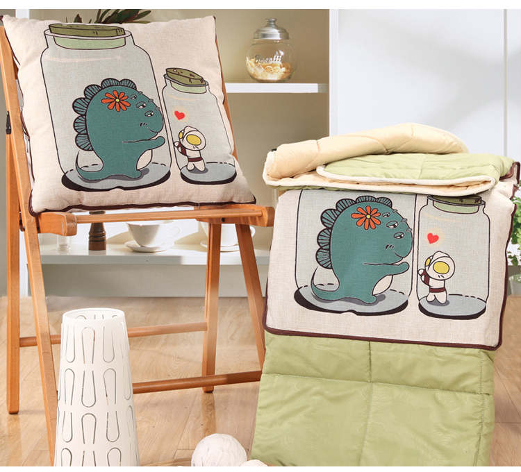 
                                        欣纯家居 多用棉麻抱枕被 汽车办公室两用靠垫45*45cm 天生一对                