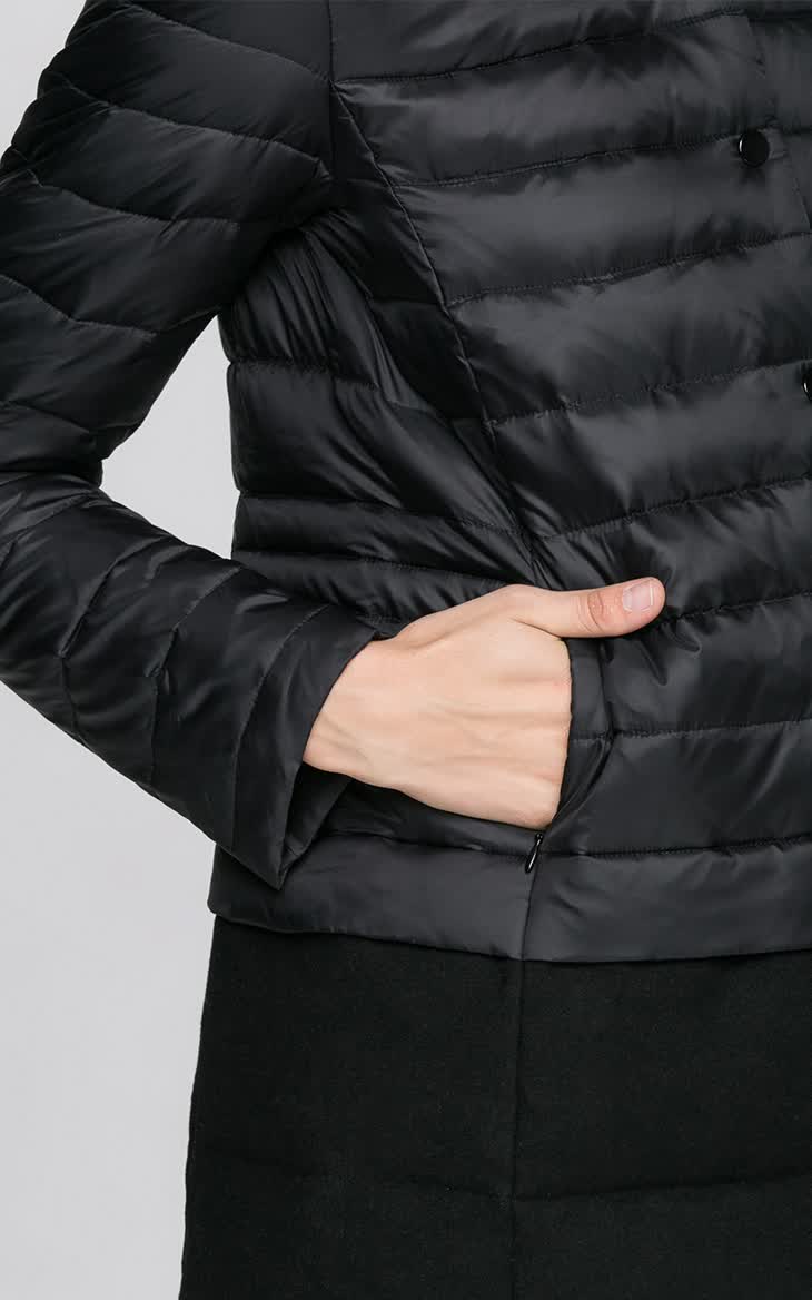 only秋装新品含羊皮拼接中长款灰鸭绒羽绒服女l|115312009 010黑 170