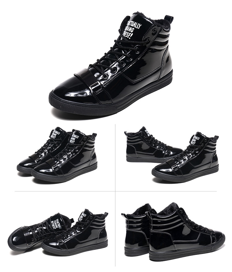 c&2k男士休闲鞋 2015新款冬季男鞋 休闲鞋男靴 韩版亮皮休闲鞋m-hxb20