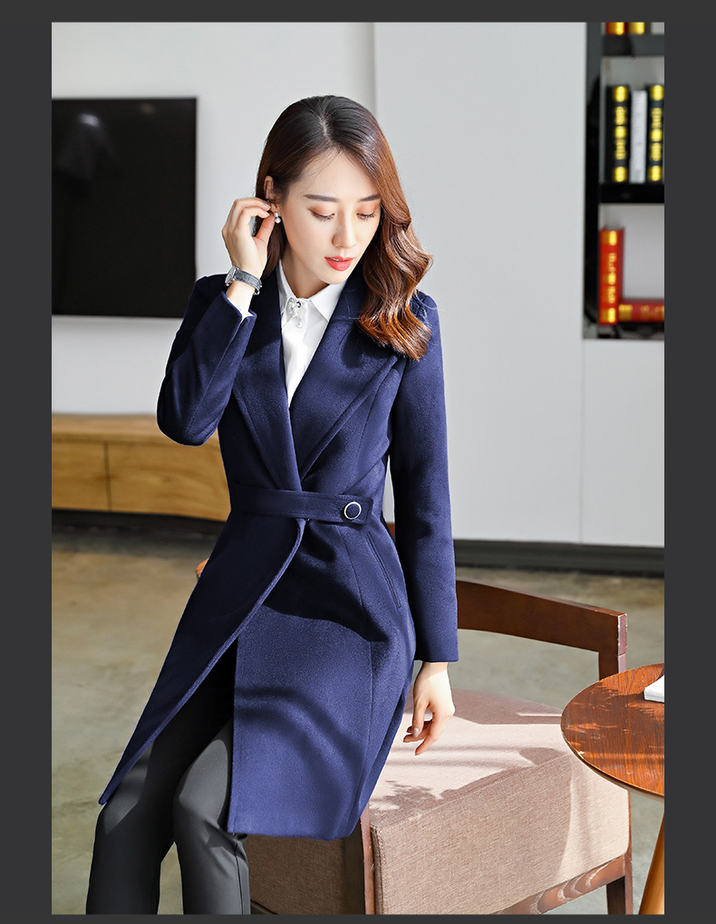 秋冬新款职业装银行工作服时尚呢子大衣西装领修身气质面试正装加厚工