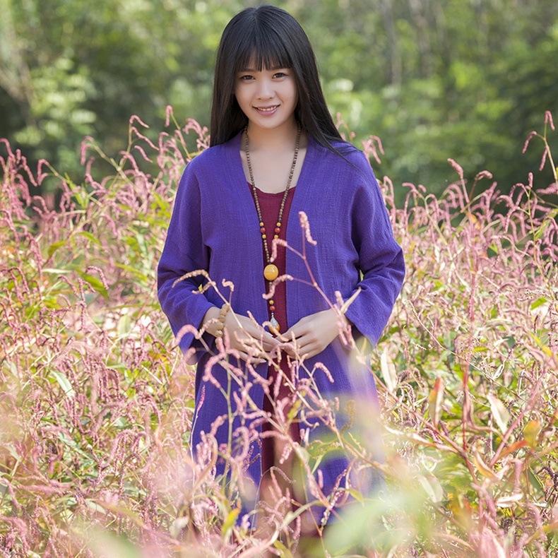 子牧棉麻2016年春季新款宽松大码简约森女式开衫衬衫女0037素白均码