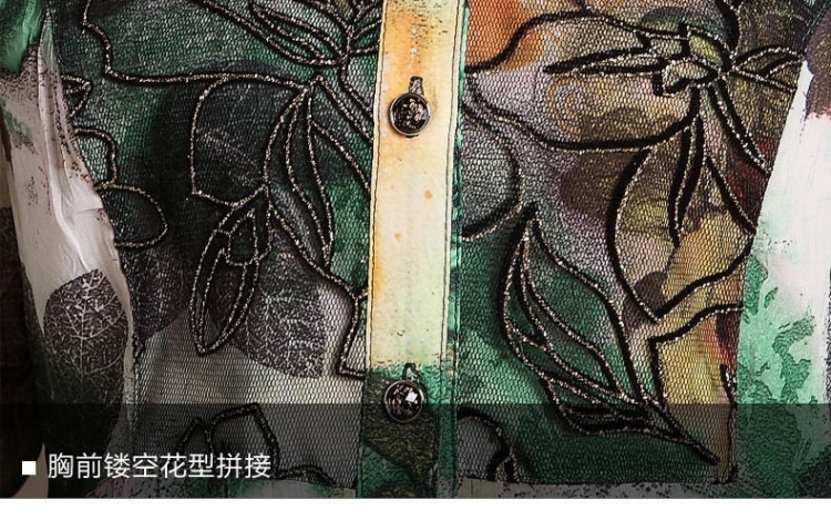 晧衣卓 2016新品女装 真丝衬衣韩版修身大码中长款印花雪纺衬衫女长袖雪纺衫 玫瑰印花 L