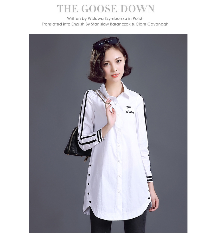 在树上唱歌 2016春装女装长袖衬衣 女全棉白衬衫上衣打底衫女秋冬装新款职业装长袖衬衫 白 色 M