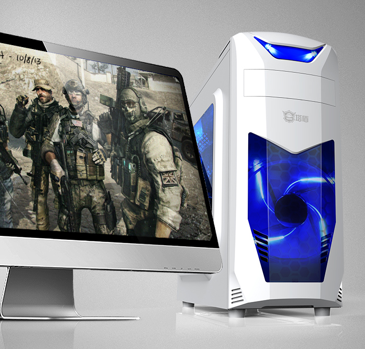 塔盾x3 /白 中塔游戏电脑机箱(半顶带侧透/背线