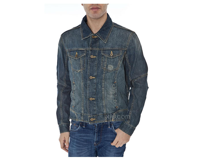 armani jeans 阿玛尼牛仔 男士纯色牛仔衣 蓝色 48