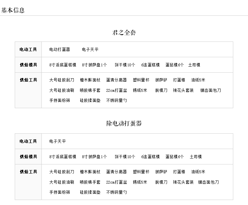 
                                        君之 烘焙工具套装烤箱家用烘培面包饼干模具入门新手做蛋糕的工具 无电子称和打蛋器                