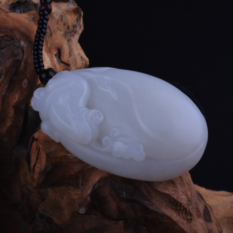 玉雕大师杨少占作品 和田玉白玉挂件 马上如意 78.26克【飞军和田玉】