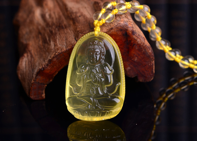 开光黄水晶本命佛 大日如来守护神吊坠生肖属羊猴吉祥物