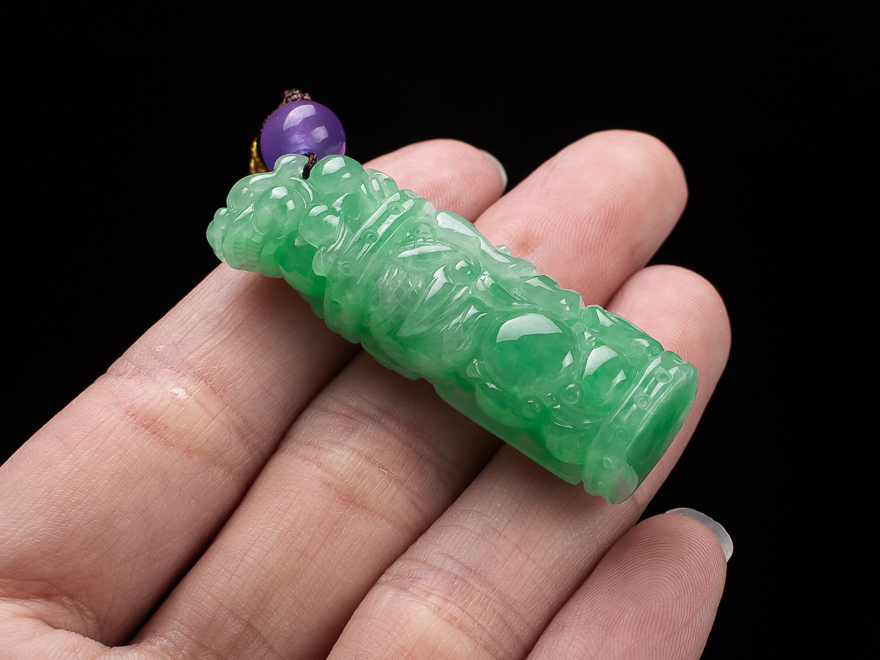 鑫万玉珠宝翡翠龙柱2163g