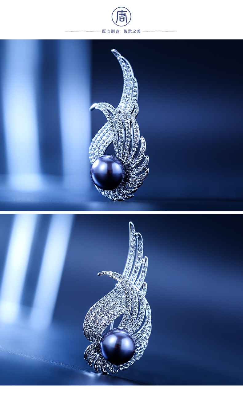 溪润奥地利皓钻仿珍珠胸针宴会女士气质胸花别针送女友老婆生日礼物