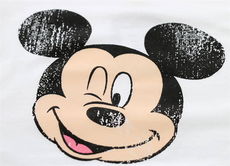 1-2-3岁宝宝卡通韩版牛仔裤两件套女童夏季短袖服装 小球米奇套装粉色