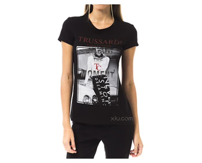 trussardi 楚萨迪 女士印花t恤 黑色 xl