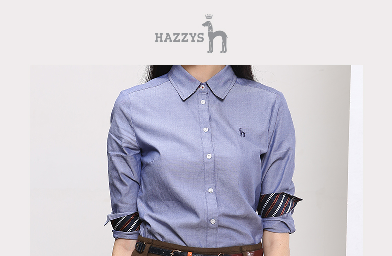 哈吉斯HAZZYS 春季新款百搭长袖衬衫女ASCSK15CK15 藏青色NV 170/92A 42