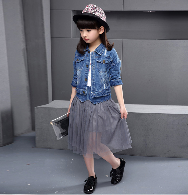 儿童春装牛仔套裙2016新款童装潮女大童韩版衣服中大童女装休闲两件套
