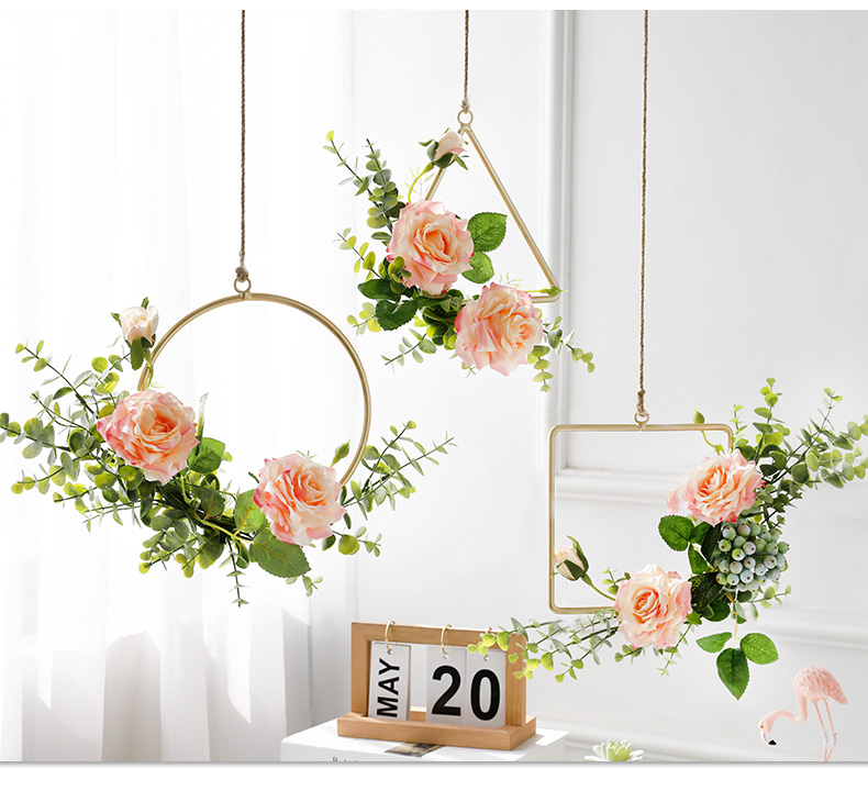 (ubaka)创意家居假花仿真花墙面房间店铺橱窗室内装饰品悬挂麻绳花环