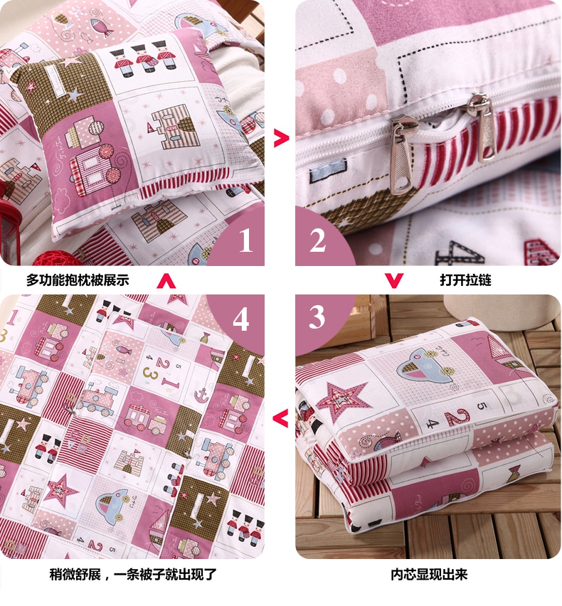 
                                        美空家纺 磨毛印花靠垫抱枕被子多功能办公折叠午休枕汽车办公椅两用午睡卡通学生枕芯3 萌宠日记 40cm*40cm                