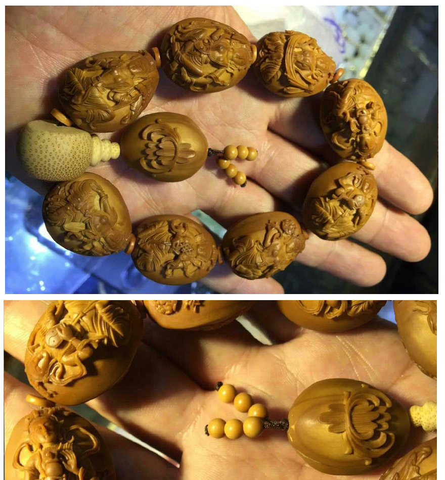 苏州核雕协会副会长郁佳明【天龙八部密宗观音】橄榄核手串