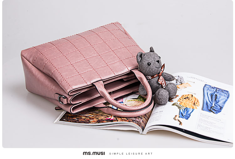 暮思小姐 新款秋冬菱格女包单肩斜挎包简约手提包008107 黑色