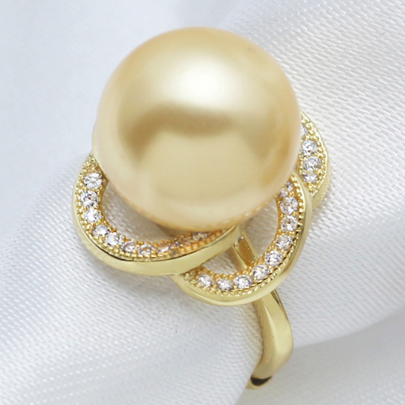 翠声翠色 时尚经典母贝戒指 贝珠戒子 925银气质