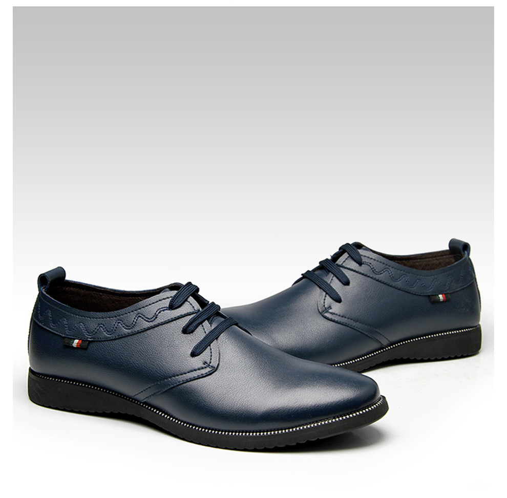 专柜正品2015秋季新品超纤皮时尚纯色圆头系带男士商务休闲皮鞋6836