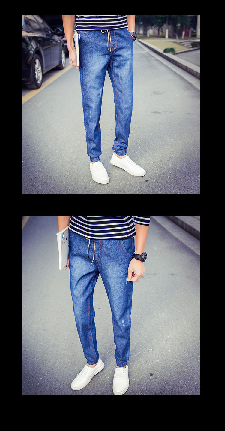 深蓝色牛仔裤搭配图男图片
