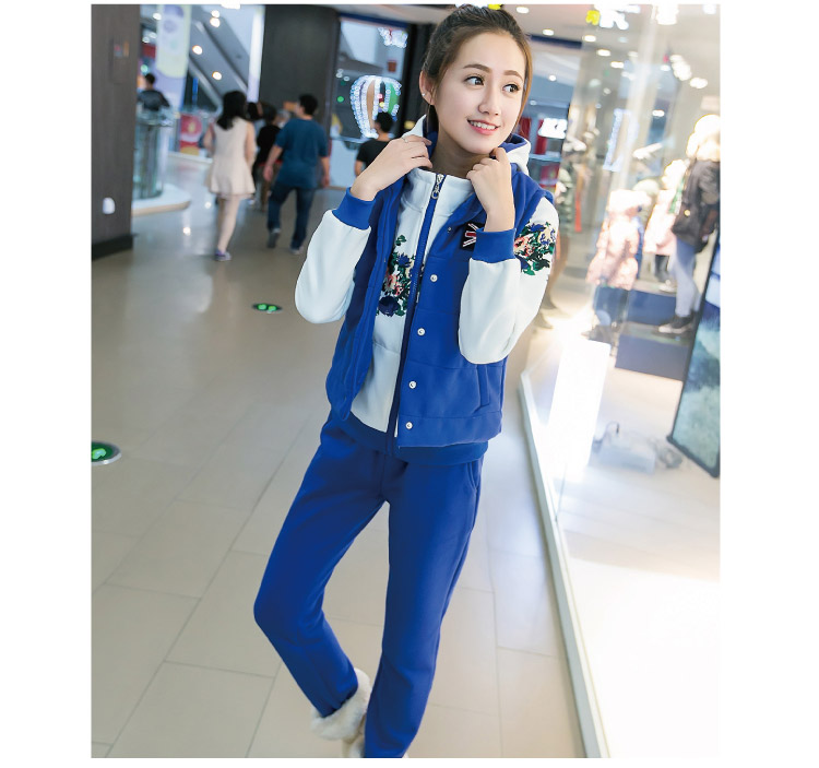 TOYOURS2016春秋新款卫衣女修身显瘦两件套t恤运动套装8022 条纹红色  XL