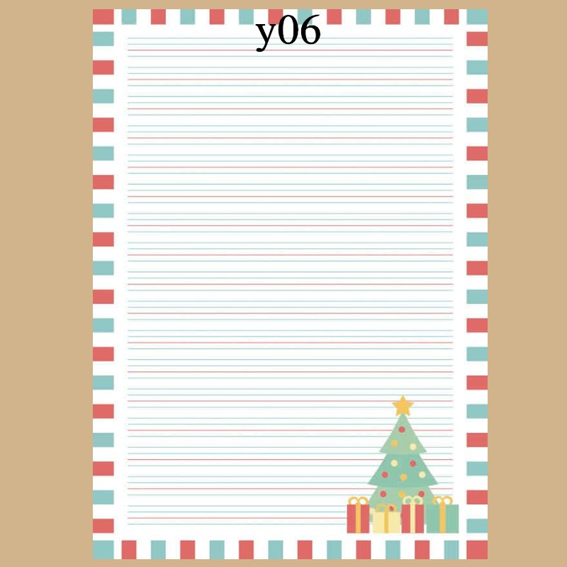 书写纸a4彩色英文四线三格信纸花纹打印纸带图案a4英语卡通信签纸英文