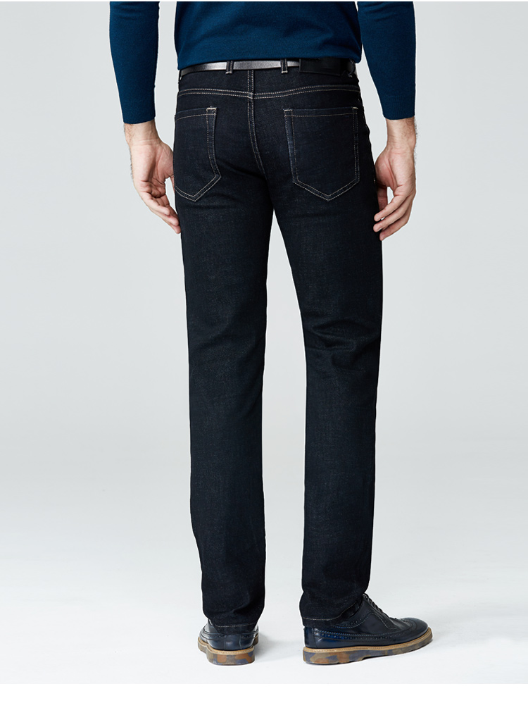 虎都牛仔裤男秋冬新款韩版修身中青年商务休闲直筒牛仔长裤男裤子黑色