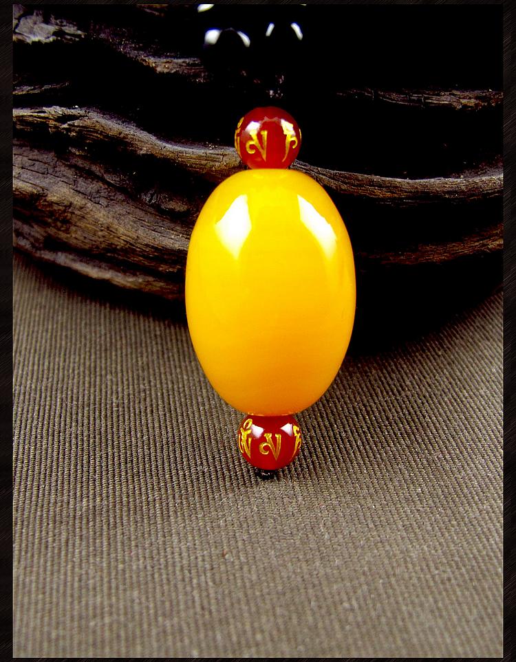 相石缘鸡油黄天然黄玛瑙吊坠男女项链玉髓天珠桶珠蜜蜡色单珠配珠散珠