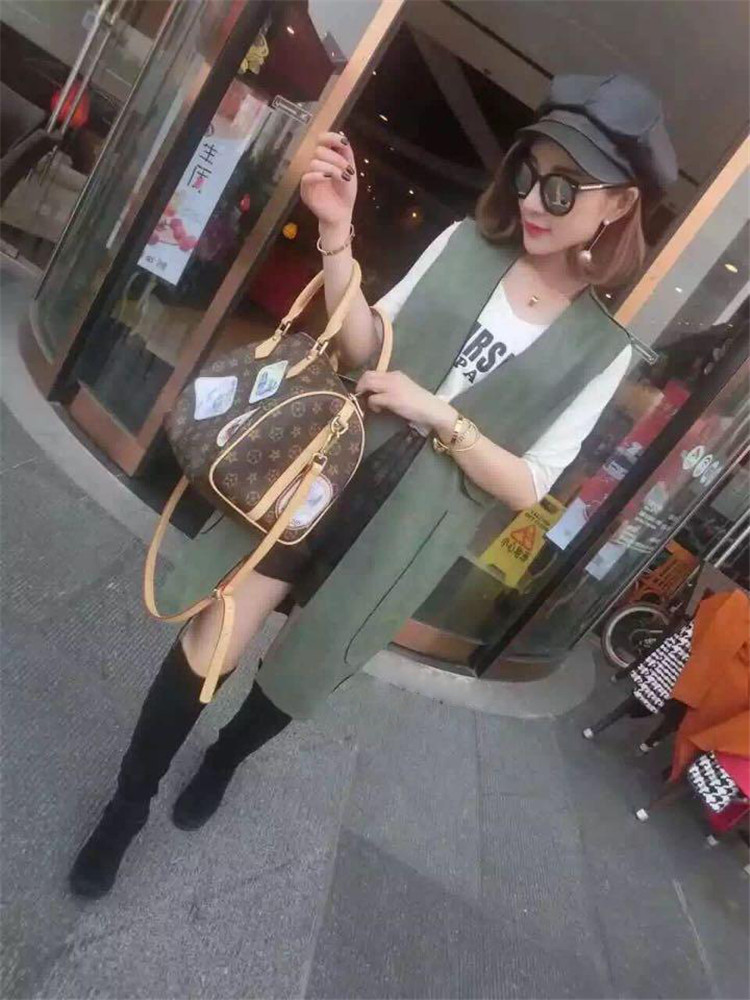 花香娜马甲女2015秋季新款女装韩版鹿皮绒马甲外套中长款开衫背心马甲女秋520 灰色 L