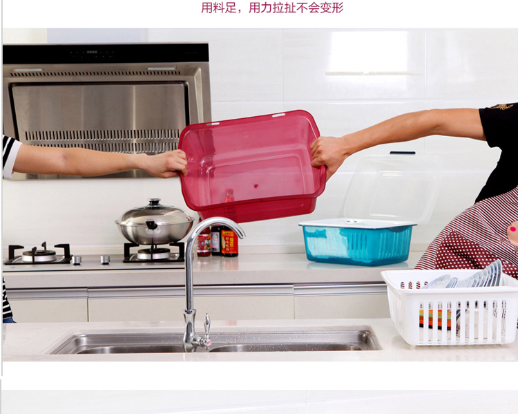 
                                        享友 大号塑料碗柜碗碟盘架 厨房带盖置物架 沥水碗碟架 翻盖有盖滴水碗架 酒红色                
