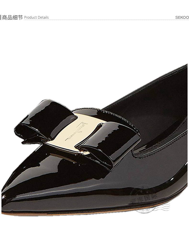 ferragamo菲拉格慕女鞋牛皮尖头蝴蝶结高跟鞋0693135黑色375