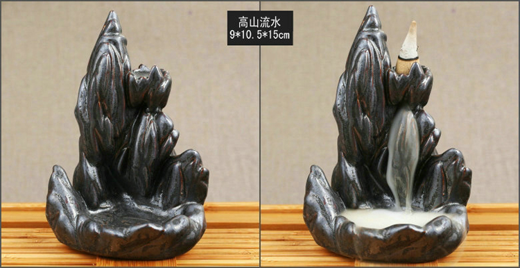 
                                        芳夕 烟倒流香炉 锥香沉檀塔香陶瓷香薰焚香炉 香道 一路莲升                